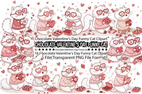 Chocolate Valentine s Day Funny Cat PNG Graphics for Crafts