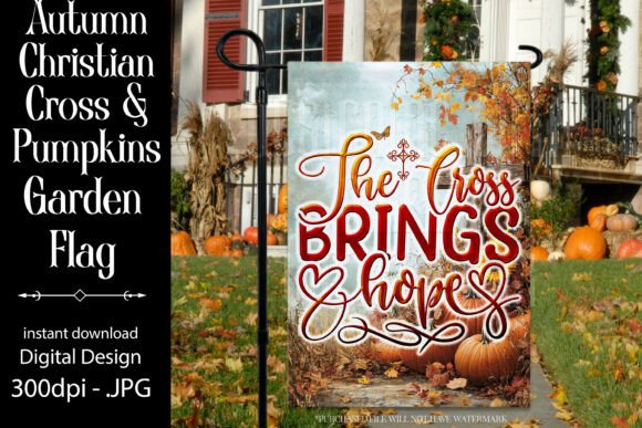 Fall Season Christian Garden Flag D15 Graphics for Crafts