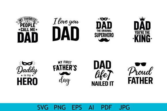 Funny Dad Quotes Typography Bundle for Crafts and Graphics