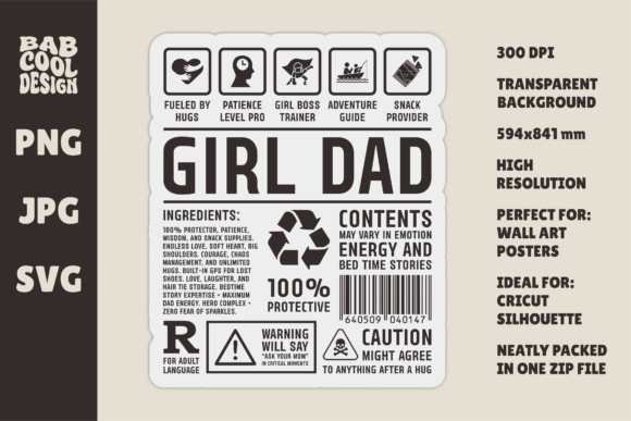 Girl Dad Gift Poster Graphics in Crafts for Local Brands