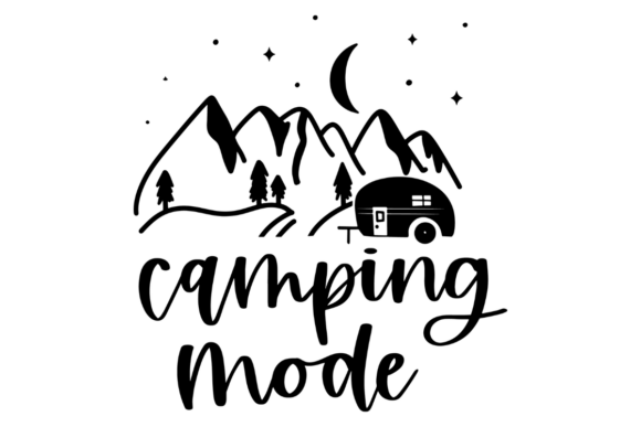 Mountain Camping Mode Graphics for Crafts and Publishing