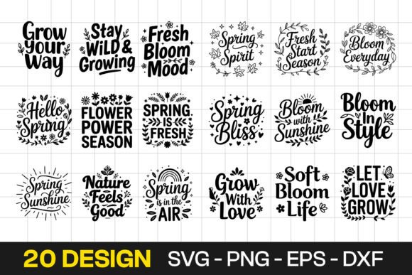 Spring Positive Quotes Floral Typography Graphics for Crafts